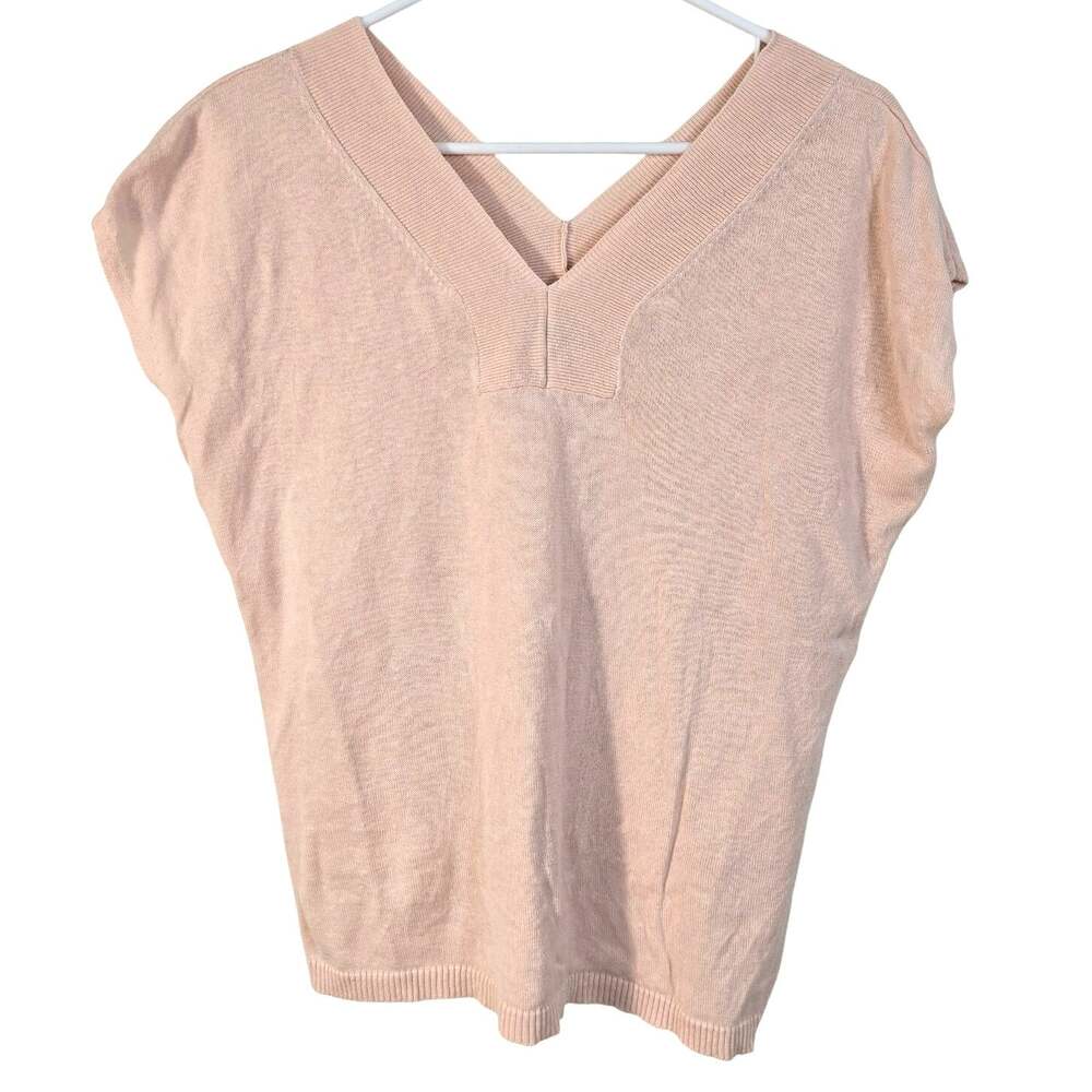 Talbots Petites Knit Top Women's Mp Peach Linen Blend Career Casual Coastal